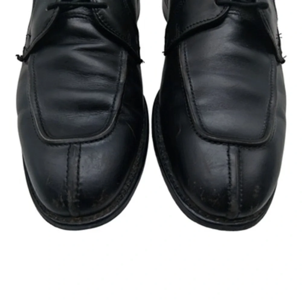Allen Edmonds Hancock Shoes Mens Size 9 Black Leather Apron Toe Derby Made USA
